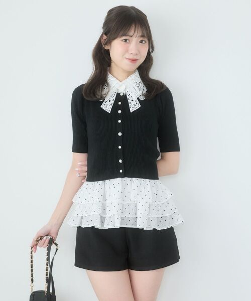 MAJESTIC LEGON / マジェスティックレゴン ニット・セーター | レースリボン襟ハーフスリーブニット | 詳細27