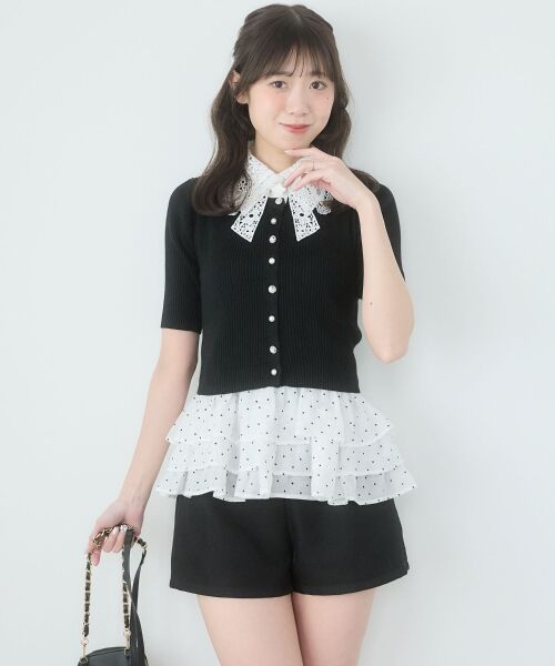 MAJESTIC LEGON / マジェスティックレゴン ニット・セーター | レースリボン襟ハーフスリーブニット | 詳細28