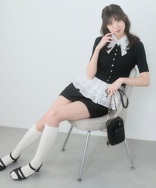 MAJESTIC LEGON / マジェスティックレゴン ニット・セーター | レースリボン襟ハーフスリーブニット | 詳細29