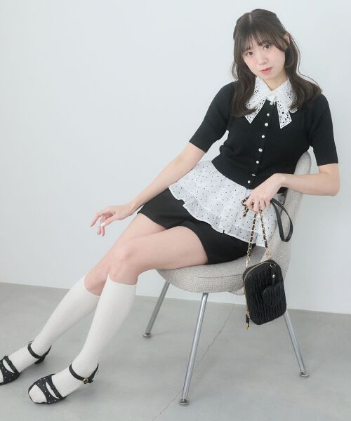 MAJESTIC LEGON / マジェスティックレゴン ニット・セーター | レースリボン襟ハーフスリーブニット | 詳細30