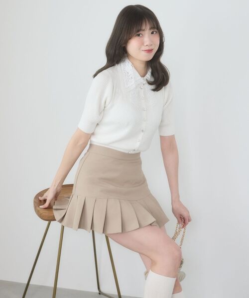 MAJESTIC LEGON / マジェスティックレゴン ニット・セーター | レースリボン襟ハーフスリーブニット | 詳細7