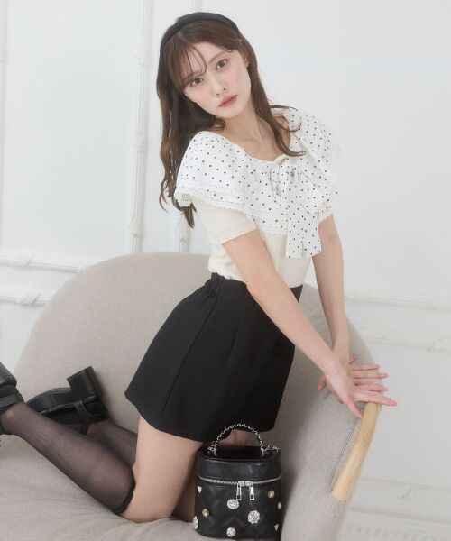 MAJESTIC LEGON / マジェスティックレゴン ショート・ハーフ・半端丈パンツ | ハイウエストショートパンツ（ブラック）