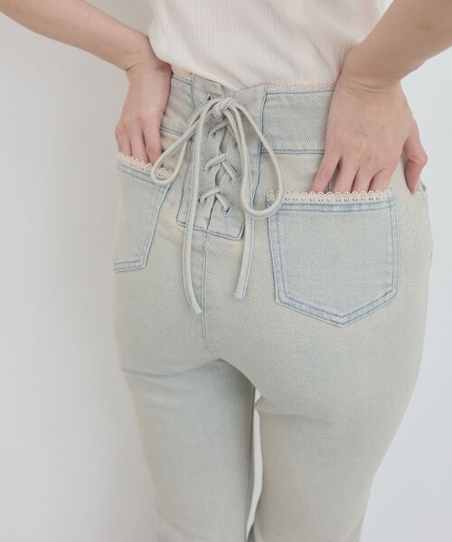 MAJESTIC LEGON / マジェスティックレゴン デニムパンツ | バックレースアップ美脚フレアデニム | 詳細8