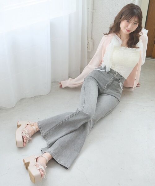 MAJESTIC LEGON / マジェスティックレゴン デニムパンツ | バックレースアップ美脚フレアデニム | 詳細9