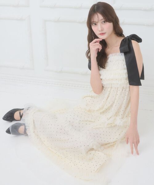 MAJESTIC LEGON / マジェスティックレゴン ロング・マキシ丈ワンピース | フリルチュールロングワンピース | 詳細7