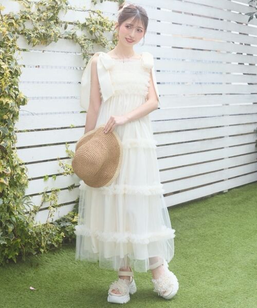 MAJESTIC LEGON / マジェスティックレゴン ロング・マキシ丈ワンピース | フリルチュールロングワンピース | 詳細1