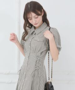 MAJESTIC LEGON / マジェスティックレゴン ロング・マキシ丈ワンピース | サイドレースアップシャツワンピース