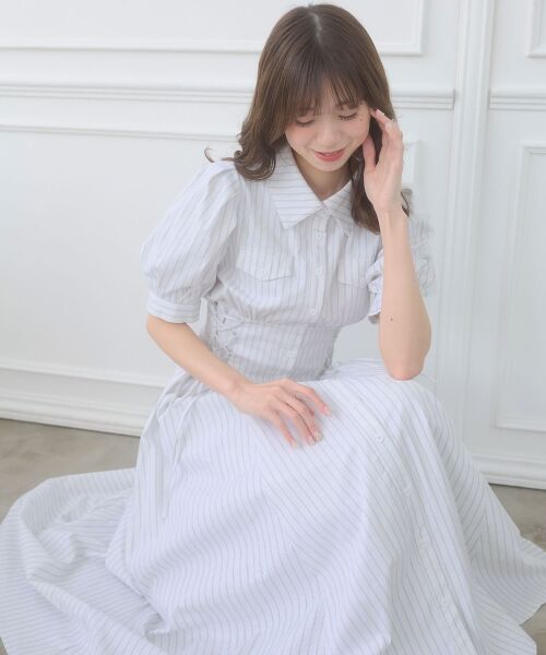 MAJESTIC LEGON / マジェスティックレゴン ロング・マキシ丈ワンピース | サイドレースアップシャツワンピース | 詳細10