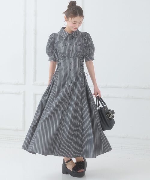 MAJESTIC LEGON / マジェスティックレゴン ロング・マキシ丈ワンピース | サイドレースアップシャツワンピース | 詳細29