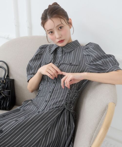 MAJESTIC LEGON / マジェスティックレゴン ロング・マキシ丈ワンピース | サイドレースアップシャツワンピース | 詳細15