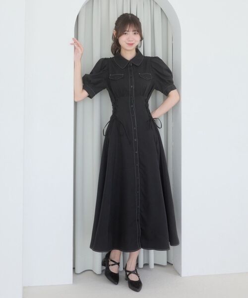 MAJESTIC LEGON / マジェスティックレゴン ロング・マキシ丈ワンピース | サイドレースアップシャツワンピース | 詳細17