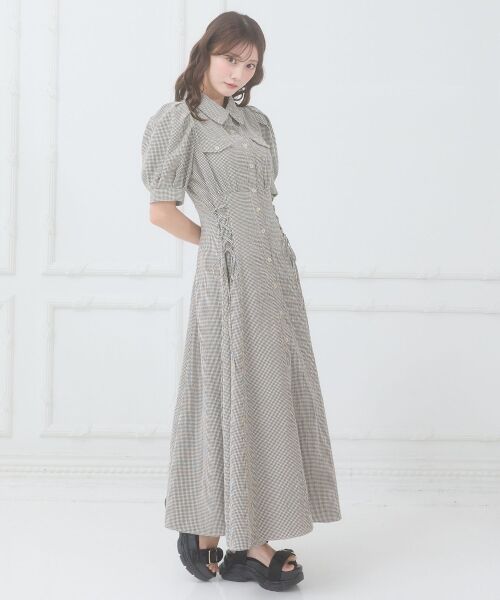 MAJESTIC LEGON / マジェスティックレゴン ロング・マキシ丈ワンピース | サイドレースアップシャツワンピース | 詳細2