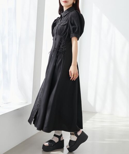 MAJESTIC LEGON / マジェスティックレゴン ロング・マキシ丈ワンピース | サイドレースアップシャツワンピース | 詳細21