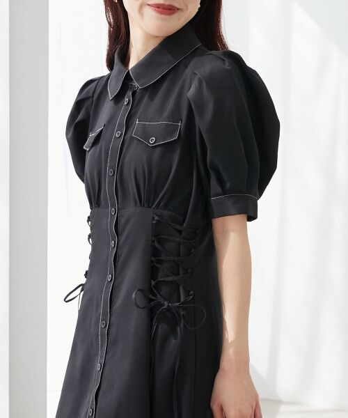 MAJESTIC LEGON / マジェスティックレゴン ロング・マキシ丈ワンピース | サイドレースアップシャツワンピース | 詳細24