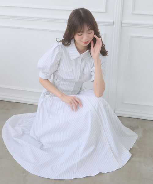 MAJESTIC LEGON / マジェスティックレゴン ロング・マキシ丈ワンピース | サイドレースアップシャツワンピース | 詳細1