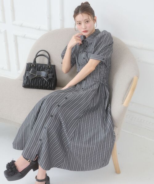 MAJESTIC LEGON / マジェスティックレゴン ロング・マキシ丈ワンピース | サイドレースアップシャツワンピース | 詳細17