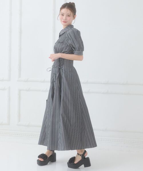 MAJESTIC LEGON / マジェスティックレゴン ロング・マキシ丈ワンピース | サイドレースアップシャツワンピース | 詳細19