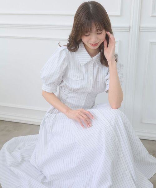 MAJESTIC LEGON / マジェスティックレゴン ロング・マキシ丈ワンピース | サイドレースアップシャツワンピース | 詳細2