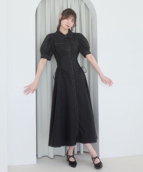 MAJESTIC LEGON / マジェスティックレゴン ロング・マキシ丈ワンピース | サイドレースアップシャツワンピース | 詳細22