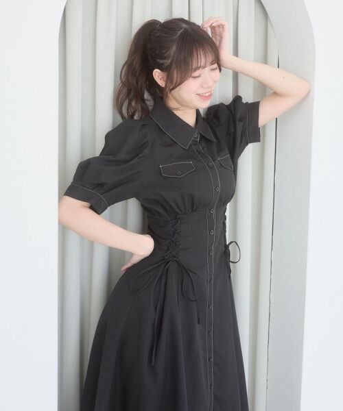 MAJESTIC LEGON / マジェスティックレゴン ロング・マキシ丈ワンピース | サイドレースアップシャツワンピース | 詳細24