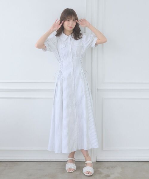 MAJESTIC LEGON / マジェスティックレゴン ロング・マキシ丈ワンピース | サイドレースアップシャツワンピース | 詳細3