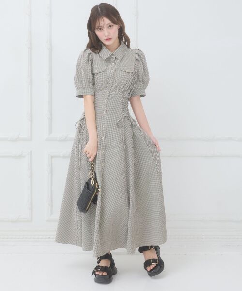 MAJESTIC LEGON / マジェスティックレゴン ロング・マキシ丈ワンピース | サイドレースアップシャツワンピース | 詳細9