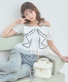 MAJESTIC LEGON / マジェスティックレゴン シャツ・ブラウス | キラキラチェーン付きリボンブラウス