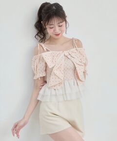 MAJESTIC LEGON / マジェスティックレゴン シャツ・ブラウス | キラキラチェーン付きリボンブラウス