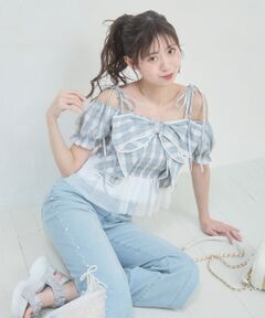 MAJESTIC LEGON / マジェスティックレゴン シャツ・ブラウス | キラキラチェーン付きリボンブラウス