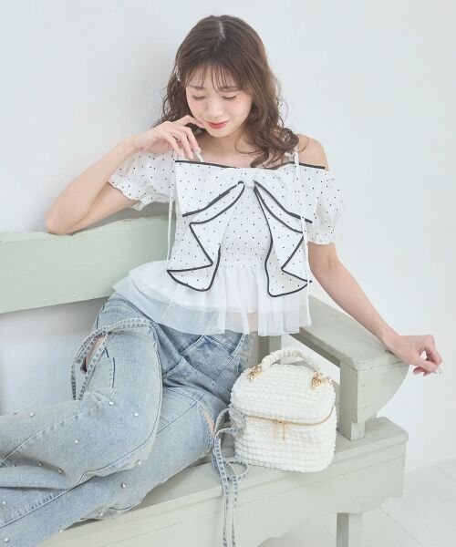 MAJESTIC LEGON / マジェスティックレゴン シャツ・ブラウス | キラキラチェーン付きリボンブラウス | 詳細12