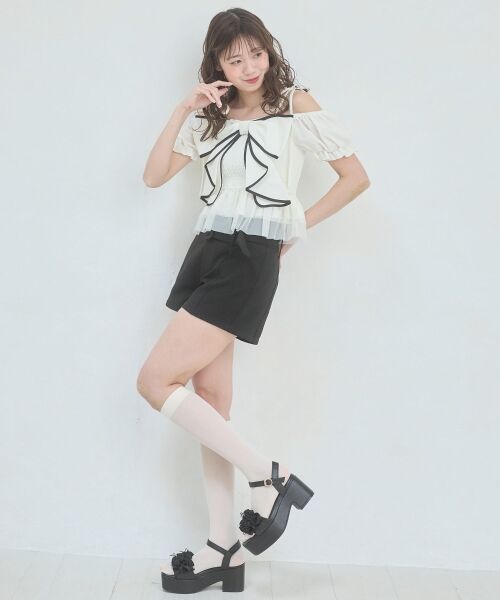 MAJESTIC LEGON / マジェスティックレゴン シャツ・ブラウス | キラキラチェーン付きリボンブラウス | 詳細2