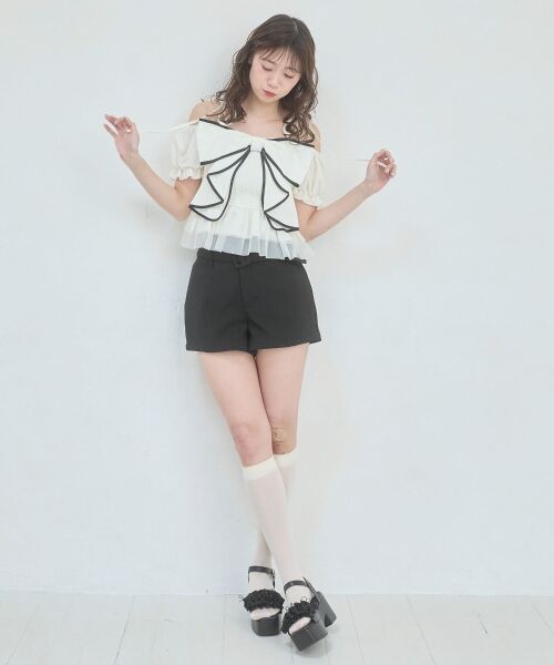 MAJESTIC LEGON / マジェスティックレゴン シャツ・ブラウス | キラキラチェーン付きリボンブラウス | 詳細3