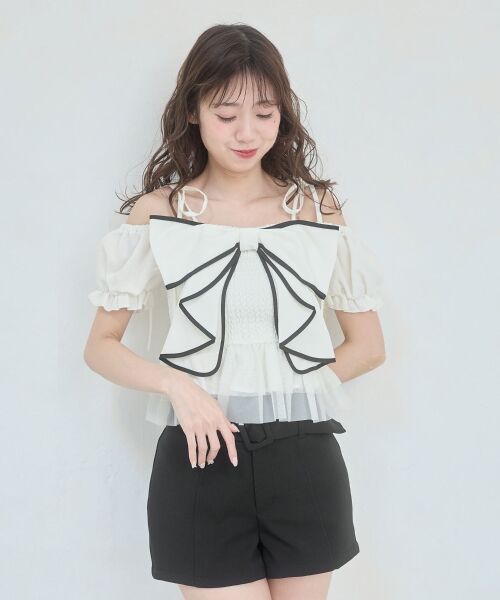 MAJESTIC LEGON / マジェスティックレゴン シャツ・ブラウス | キラキラチェーン付きリボンブラウス | 詳細5