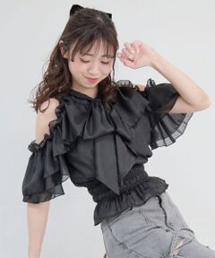 MAJESTIC LEGON / マジェスティックレゴン シャツ・ブラウス | アメスリフリルリボン半袖ブラウス
