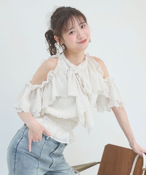MAJESTIC LEGON / マジェスティックレゴン シャツ・ブラウス | アメスリフリルリボン半袖ブラウス | 詳細7