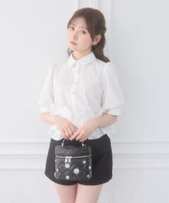 MAJESTIC LEGON / マジェスティックレゴン シャツ・ブラウス | リボンフリルペプラム半袖ブラウス