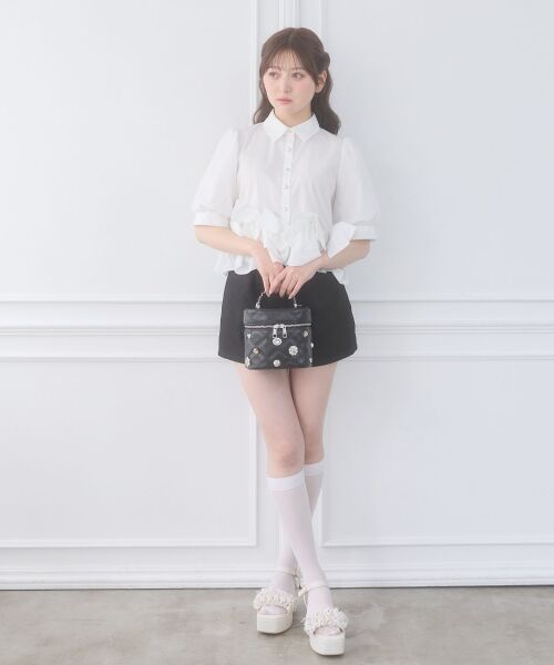 MAJESTIC LEGON / マジェスティックレゴン シャツ・ブラウス | リボンフリルペプラム半袖ブラウス | 詳細1