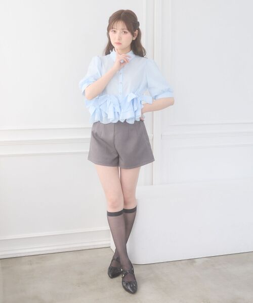 MAJESTIC LEGON / マジェスティックレゴン シャツ・ブラウス | リボンフリルペプラム半袖ブラウス | 詳細10