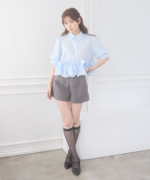 MAJESTIC LEGON / マジェスティックレゴン シャツ・ブラウス | リボンフリルペプラム半袖ブラウス | 詳細11