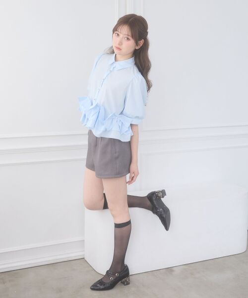 MAJESTIC LEGON / マジェスティックレゴン シャツ・ブラウス | リボンフリルペプラム半袖ブラウス | 詳細12