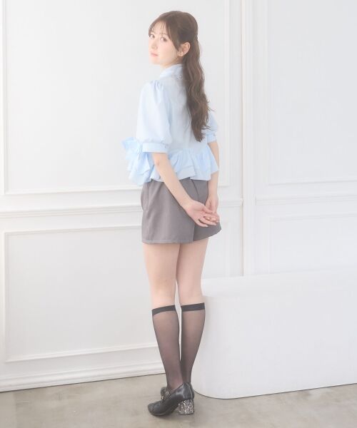 MAJESTIC LEGON / マジェスティックレゴン シャツ・ブラウス | リボンフリルペプラム半袖ブラウス | 詳細13