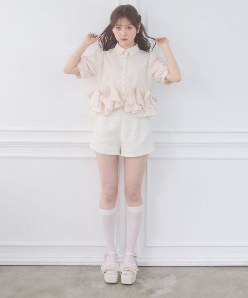 MAJESTIC LEGON / マジェスティックレゴン シャツ・ブラウス | リボンフリルペプラム半袖ブラウス | 詳細5
