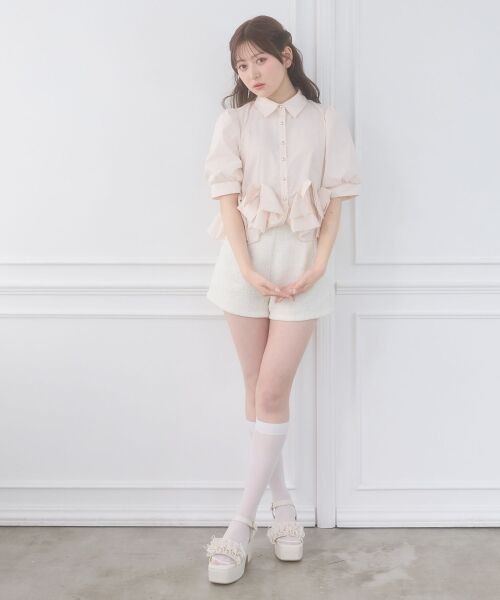 MAJESTIC LEGON / マジェスティックレゴン シャツ・ブラウス | リボンフリルペプラム半袖ブラウス | 詳細6