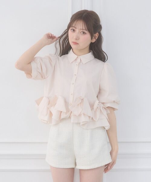 MAJESTIC LEGON / マジェスティックレゴン シャツ・ブラウス | リボンフリルペプラム半袖ブラウス | 詳細7
