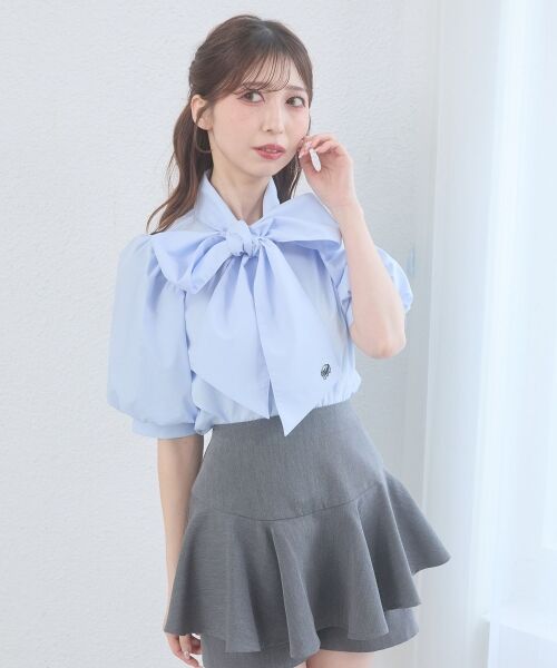 MAJESTIC LEGON / マジェスティックレゴン シャツ・ブラウス | レディボウタイブラウス（ブルー）