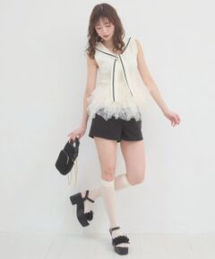 MAJESTIC LEGON / マジェスティックレゴン ショート・ハーフ・半端丈パンツ | ベルトセットハイウエストショートパンツ