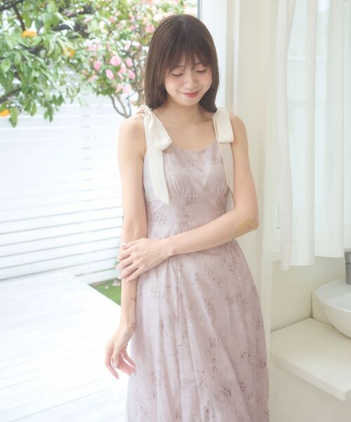 MAJESTIC LEGON / マジェスティックレゴン ロング・マキシ丈ワンピース | リボンショルダーフラワーワンピース | 詳細13