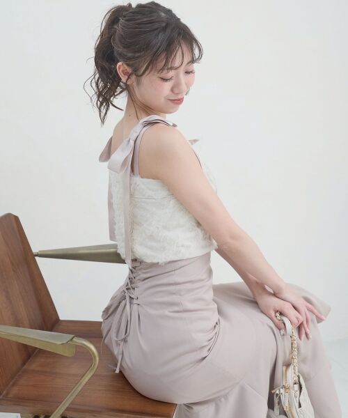 MAJESTIC LEGON / マジェスティックレゴン ロング・マキシ丈ワンピース | 肩リボンバイカラーマーメイドワンピ | 詳細10