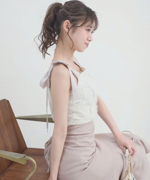 MAJESTIC LEGON / マジェスティックレゴン ロング・マキシ丈ワンピース | 肩リボンバイカラーマーメイドワンピ | 詳細11