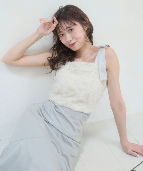 MAJESTIC LEGON / マジェスティックレゴン ロング・マキシ丈ワンピース | 肩リボンバイカラーマーメイドワンピ | 詳細17